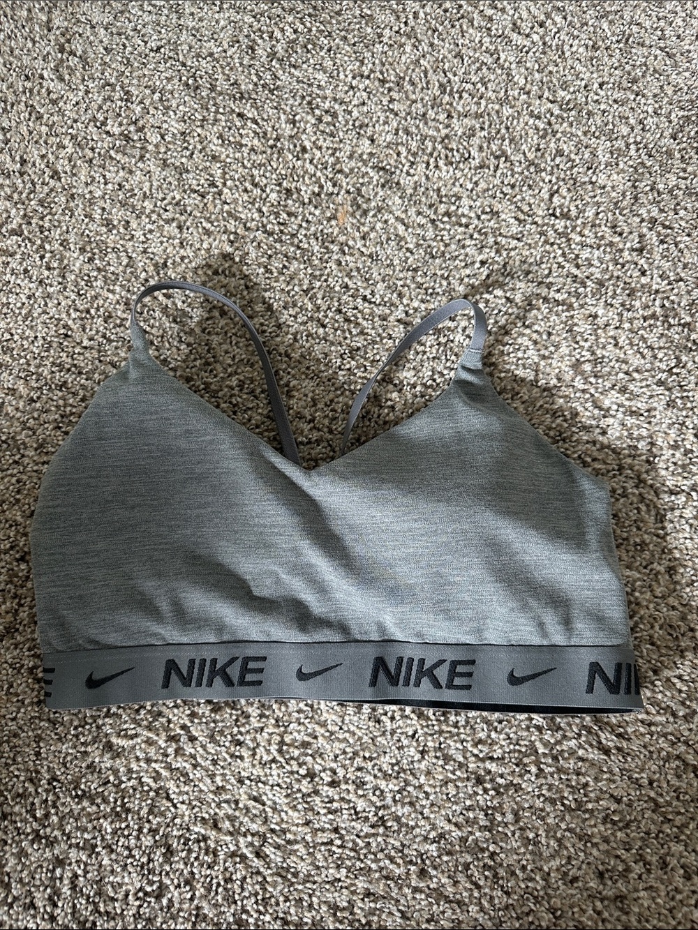 Gray Nike sports bra